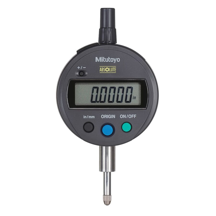 Mitutoyo ABSOLUTE® 543-783B ID-S 543 Flat Back Inch/Metric Digimatic Indicator, 1/2 in/12.7 mm Measuring, 0.0008 in Accuracy, 0.0005 in, 0.01 mm Resolution, 6-Digit LCD Display